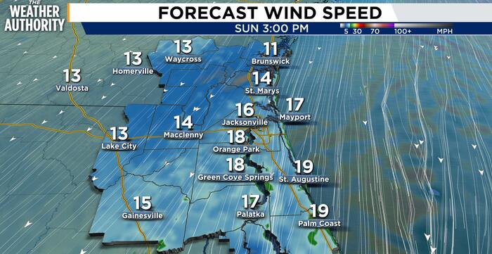 Windy, cool weather and dangerous surf expected Sunday for Northeast Florida, Southeast Georgia