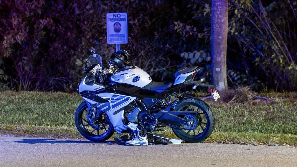 Motorcyclist seriously hurt after hitting tree in Florida