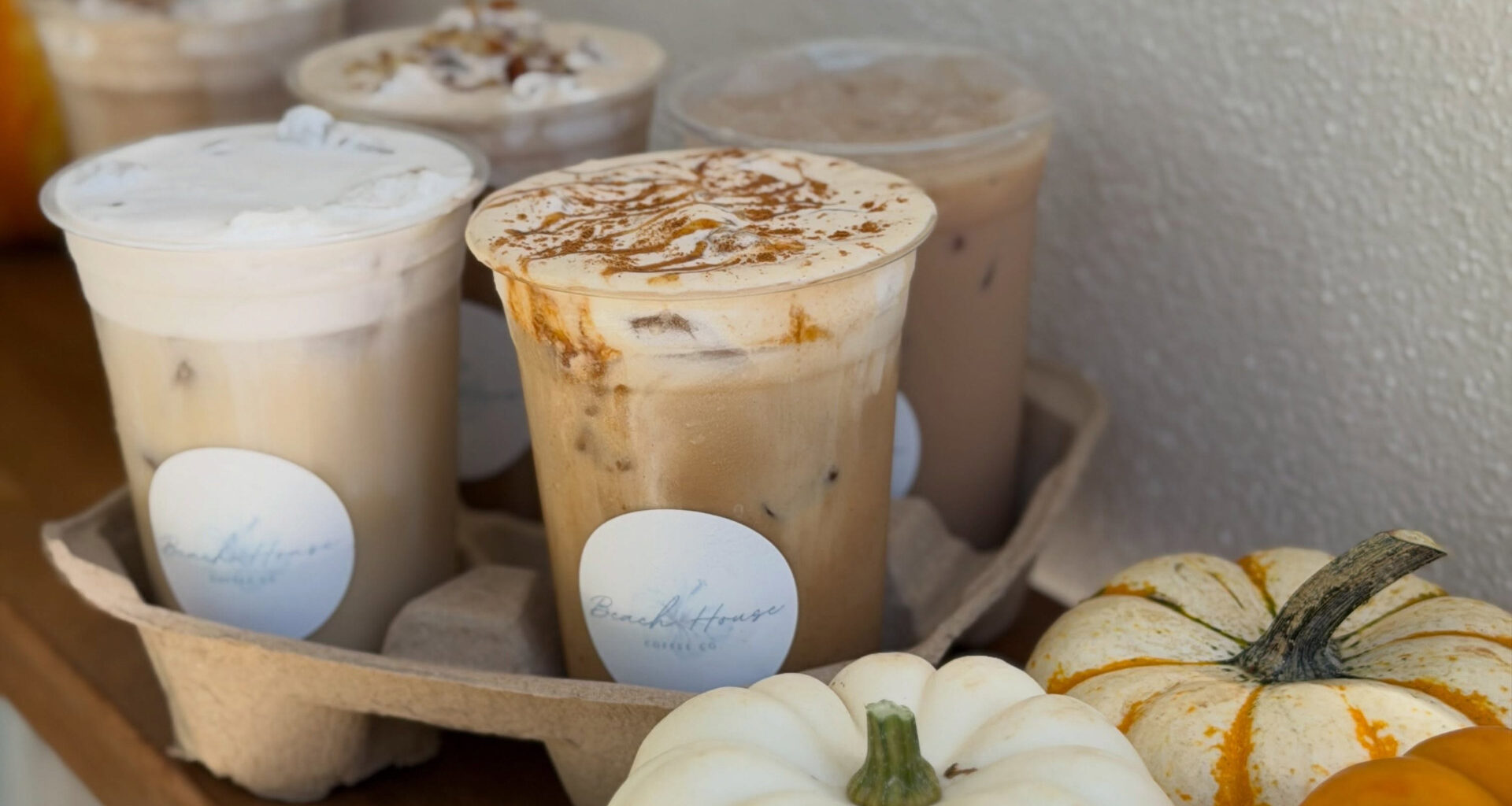A gathering of fall coffee drinks in Tampa