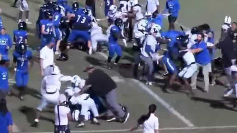 High school football game ends with fight on field