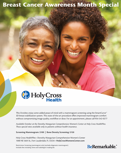Holy Cross Health Offers $100 Mammograms  During Breast Cancer Awareness Month
