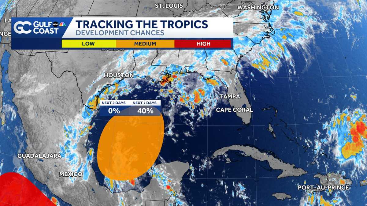 New area of interest in the Gulf has a low chance of development