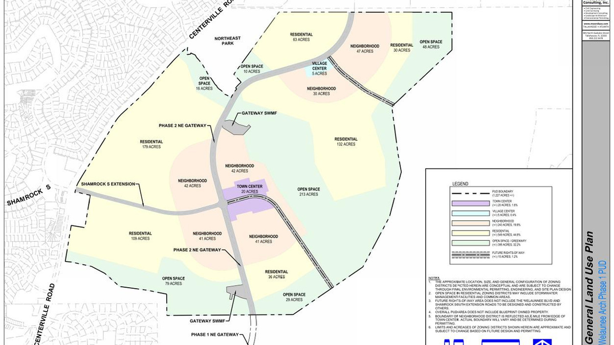 Proposed General Land Use Map for the Welaunee Proposed General Land Use Map for the Welaunee "Arch" area.
