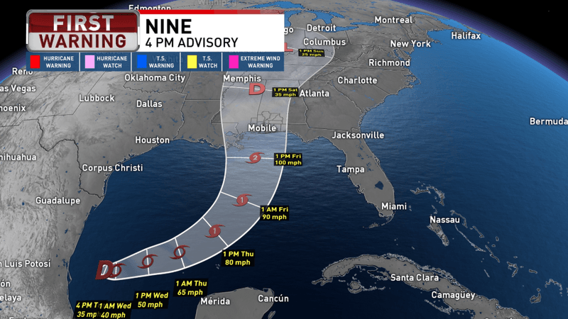 Tropical Depression forms in SW Gulf, likely to become Isaias.