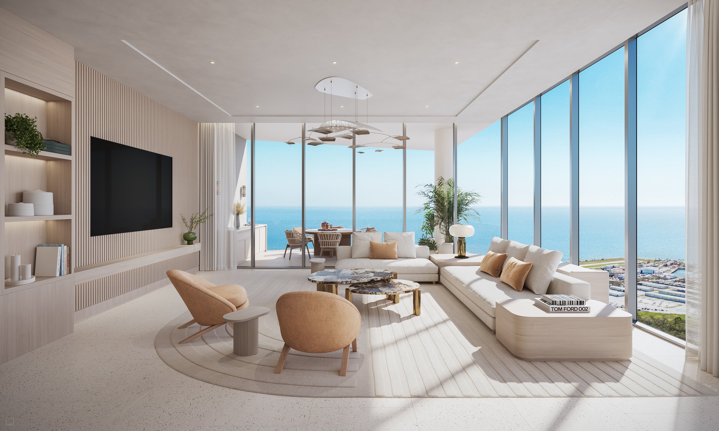 Rendering of a residence living room at Waldorf Astoria Residences St. Petersburg