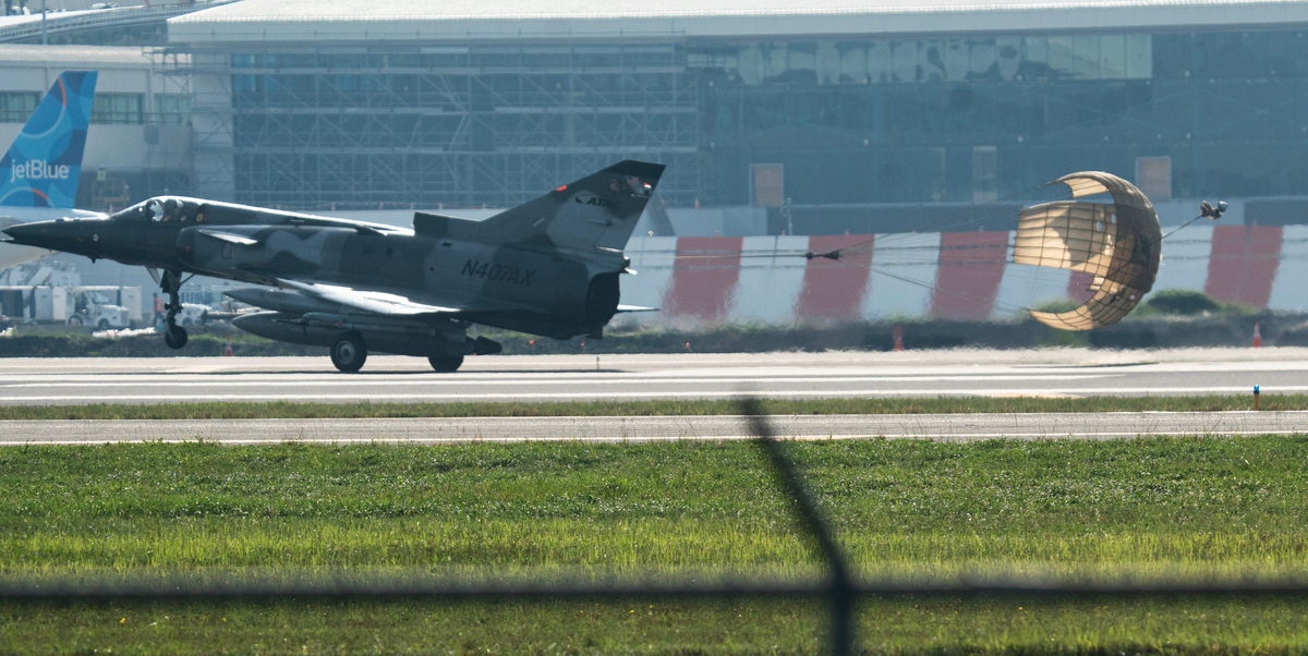 Fighter jets have been seen coming and going from Southwest Florida International Airport in Fort Myers for military training. According to Flightradar 24, the planes are owned and operated by ATAC (Airborne Tactical Advantage Company), a defense contractor and subsidiary of Textron Inc. The spotted planes include Israeli-built IAI Kfir C2 delta-wing fighter jets, designed to simulate enemy aircraft like the MiG-23 in U.S. Navy training exercises. Photographed on Friday, Oct. 9, 2026.