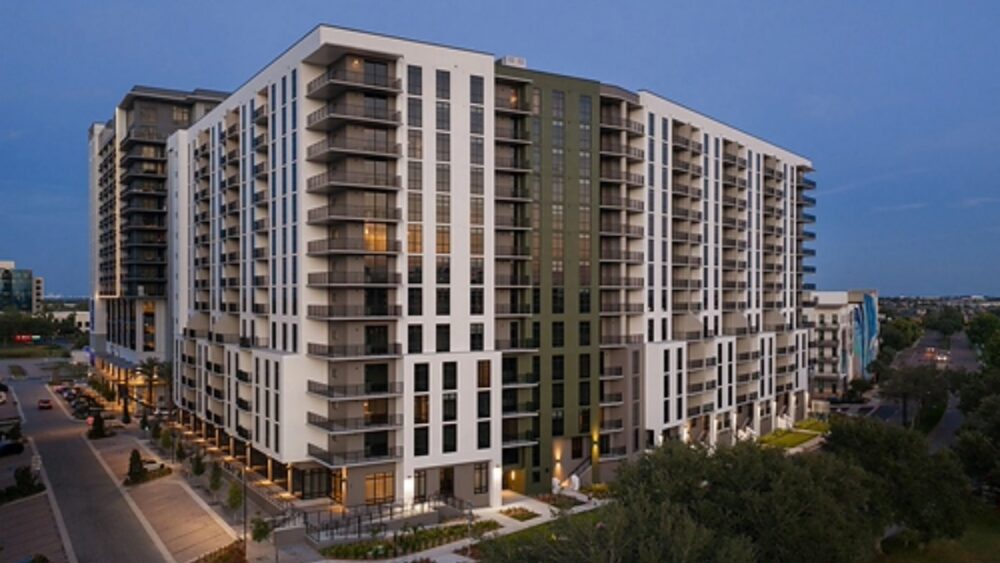 Exterior of ClearView, a 363-unit luxury apartment building at Echelon City Center in St. Petersburg, Florida.