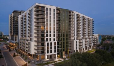 Exterior of ClearView, a 363-unit luxury apartment building at Echelon City Center in St. Petersburg, Florida.