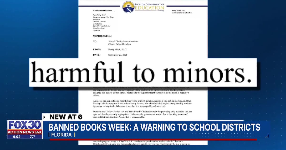 Florida school districts warned to remove inappropriate books or risk losing state funding – Action News Jax