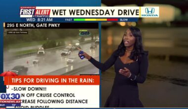 Tracking 15 crashes, wet roadways, some ponding, I-10, I-95 wrecks