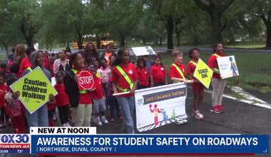 Students learn pedestrian safety on National Walk to School Day