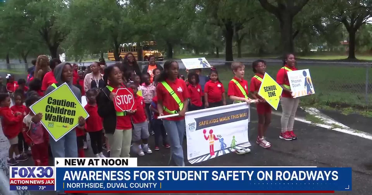 Students learn pedestrian safety on National Walk to School Day