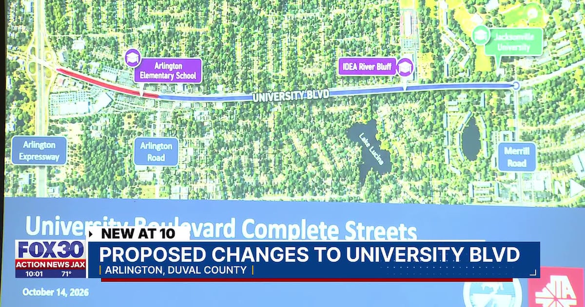 Arlington residents ask about funding, traffic changes for University Boulevard project – Action News Jax