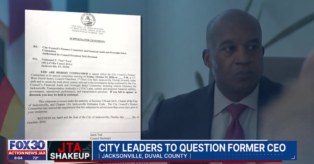 Jacksonville City Council committee votes to subpoena former JTA CEO Nat Ford – Action News Jax