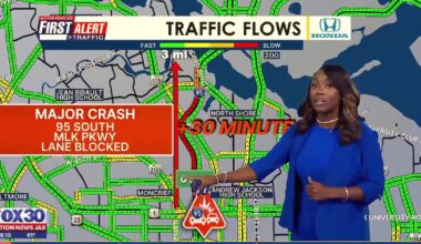I-95 crash in Jacksonville causing 30 minute delay