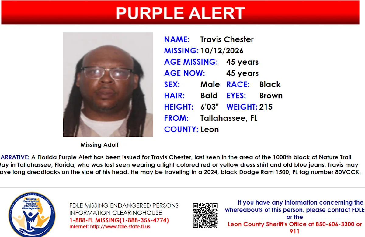 Purple Alert canceled for missing Tallahassee man