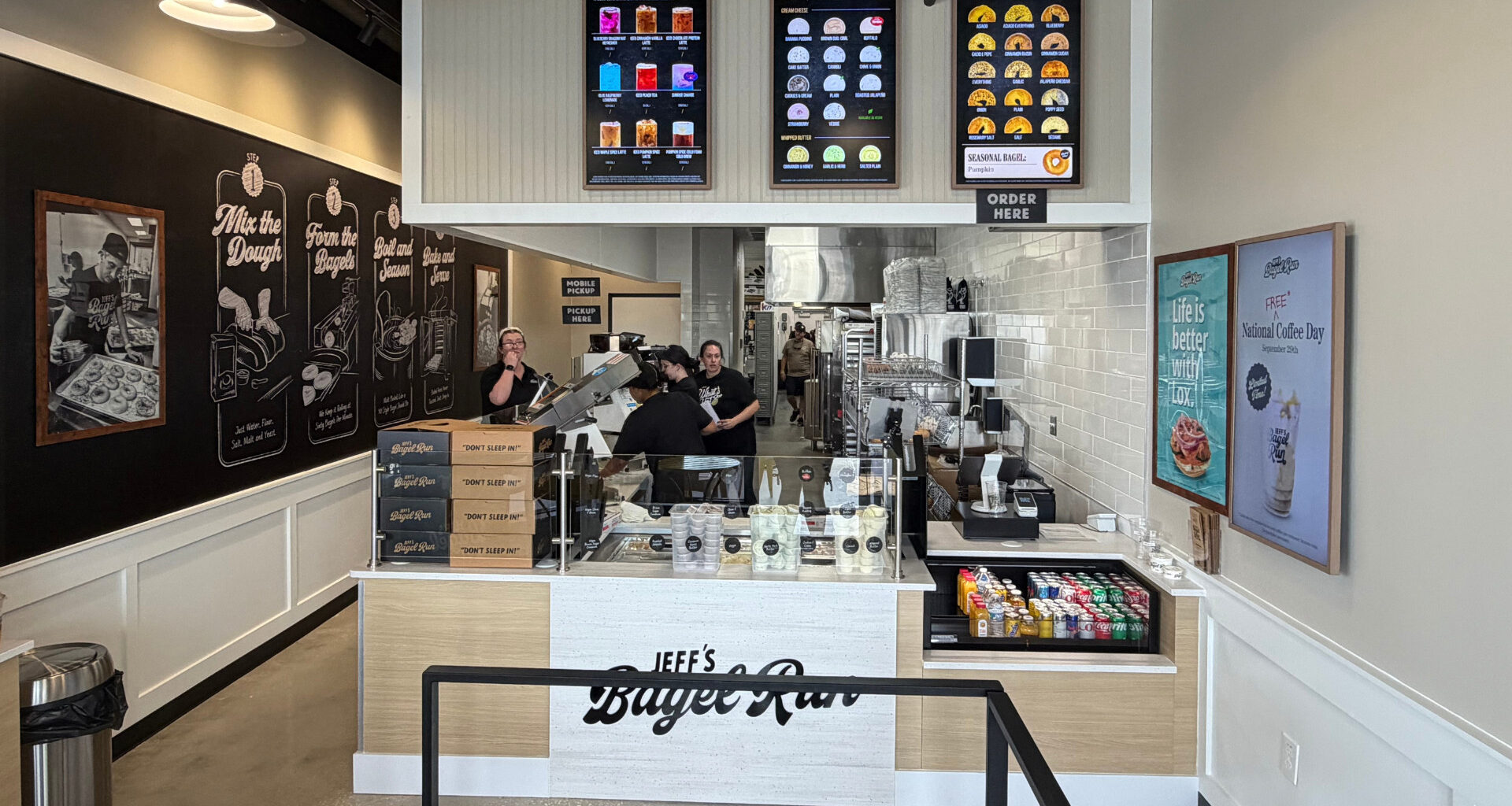 The interior of Jeff's Bagel Run in Brandon