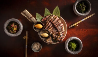 Tomahawk steak at Lucky Cat Steak, Gordon Ramsay's new Asian-inspired steakhouse in Miami Beach's South of Fifth.