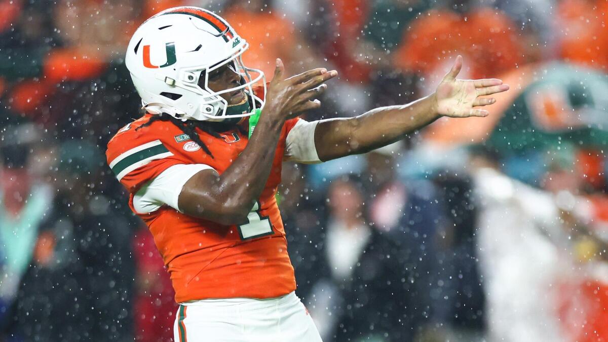 AP Top 25: Miami new No. 1, BYU to No. 2; Texas slides in college football rankings