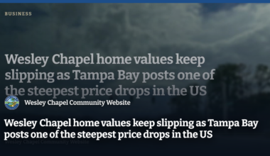 Wesley Chapel home values keep slipping as Tampa Bay posts one of the steepest price drops in the US