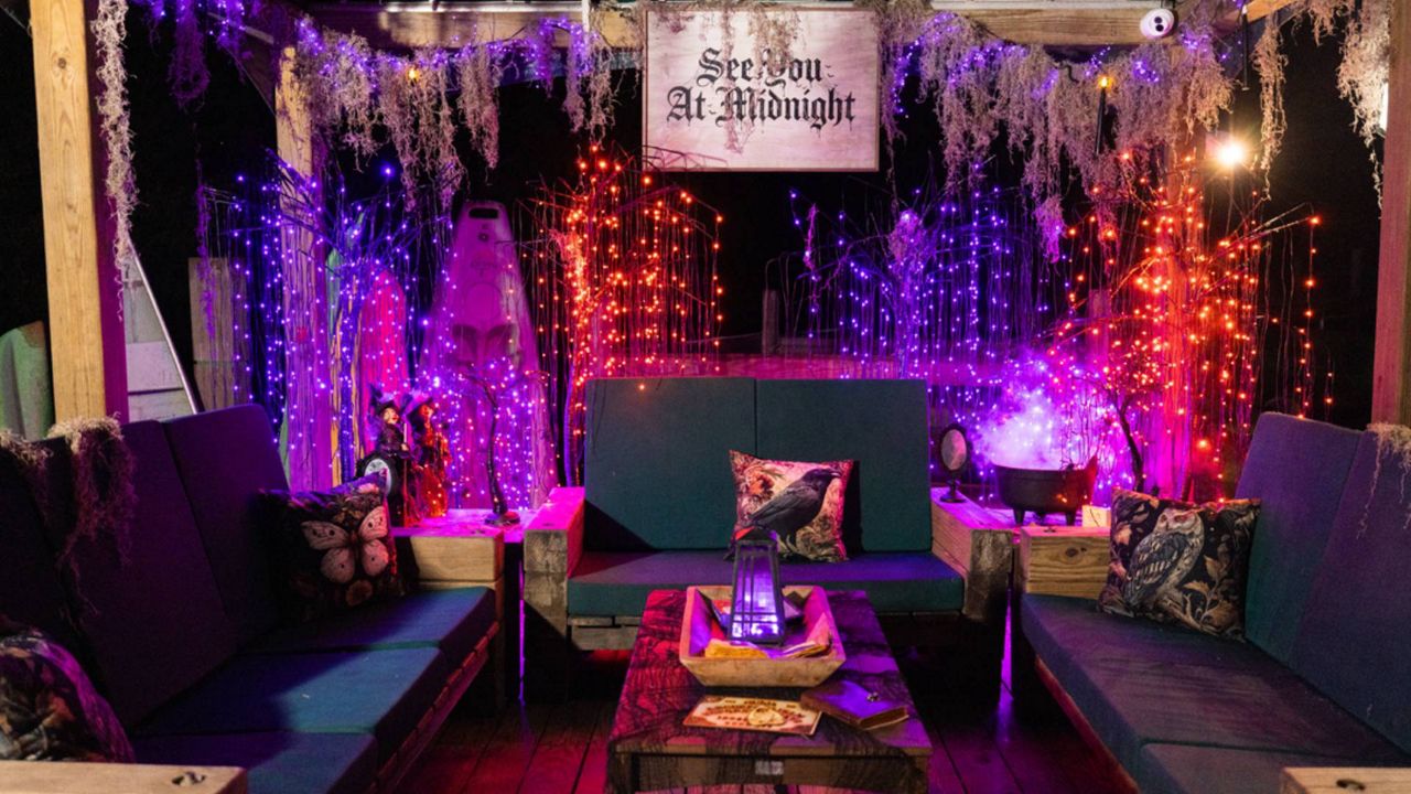 Cypress Cove Coven transforms Wekiva Island's Canoe Cabana into an immersive Halloween escape. (Spectrum News/Allison Walker)
