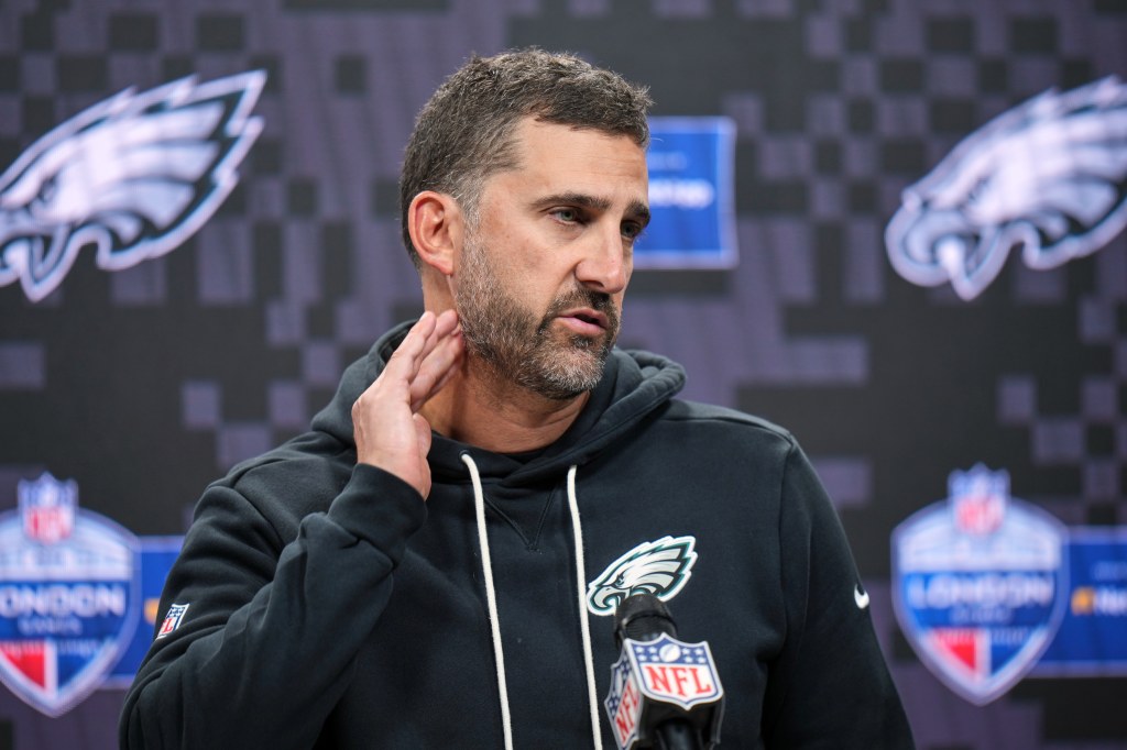 Philadelphia Eagles head coach Nick Sirianni speaks at a press conference.