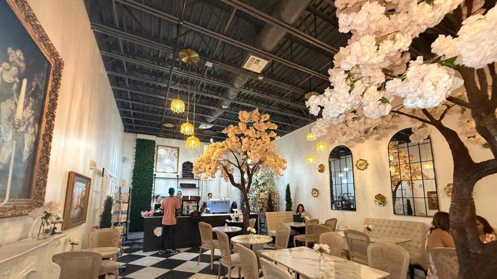 The interior of a cafe