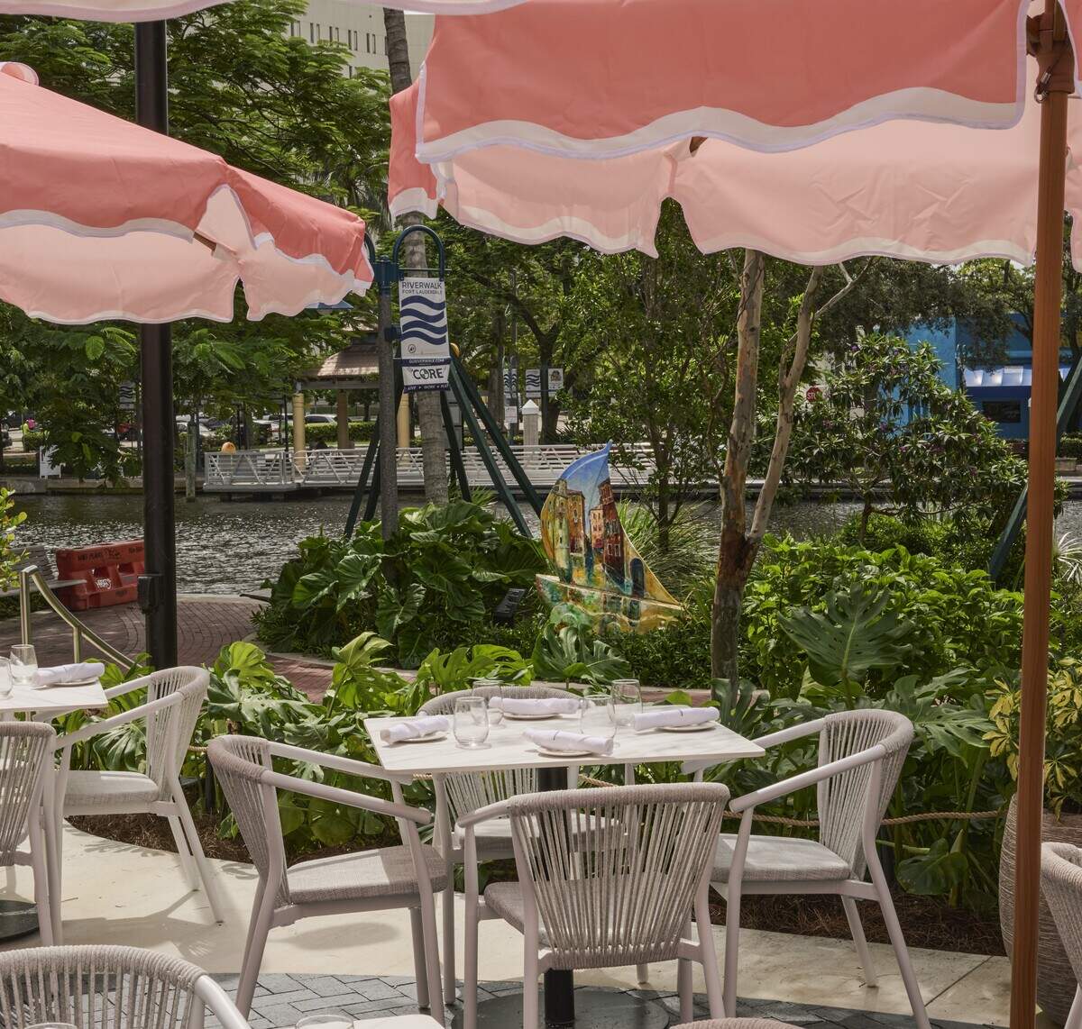 The patio at Sweetwaters in downtown Fort Lauderdale, which offers views of the New River.