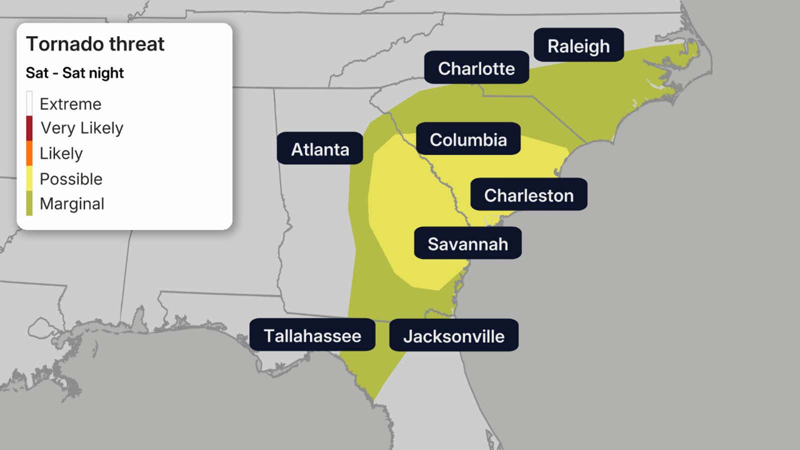 Isaias tornado threat Saturday forecast