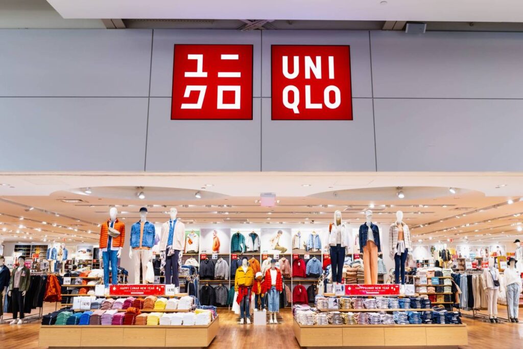 Uniqlo store in a South San Francisco Bay area mall; Uniqlo Co., Ltd is a Japanese casual wear designer, manufacturer and retailer