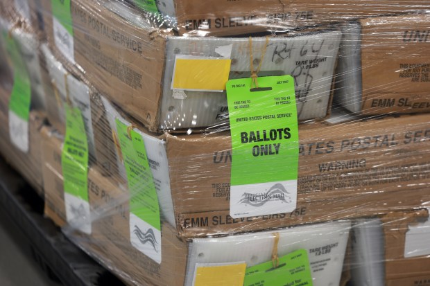 Vote-by-Mail ballots at the Palm Beach County main elections office are prepared to be mailed to voters on Friday, Sept. 25, 2026, for the general election. (Mike Stocker/South Florida Sun Sentinel)