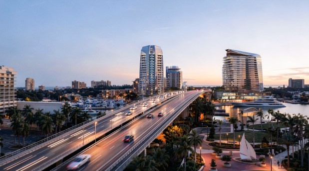 An artist's illustration showing what's planned next for the Pier Sixty-Six property in Fort Lauderdale. The developer plants to build four new towers. All would stand 270 feet high. (Tavistock Development Company/Courtesy)