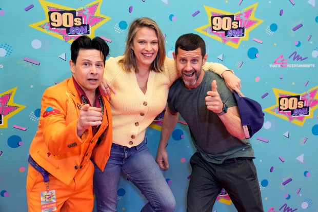 Jason Marsden, from left, Vinessa Shaw and Omri Katz attend 90s Con on Saturday, March 18, 2023, at the Hartford Convention Center in Hartford, Conn. (Charles Sykes/Invision/AP)