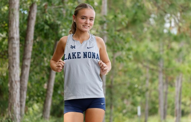 Lake Nona junior cross country runner Arabella Duffell, on Wednesday, September 30, 2026. (Ricardo Ramirez Buxeda/ Orlando Sentinel)