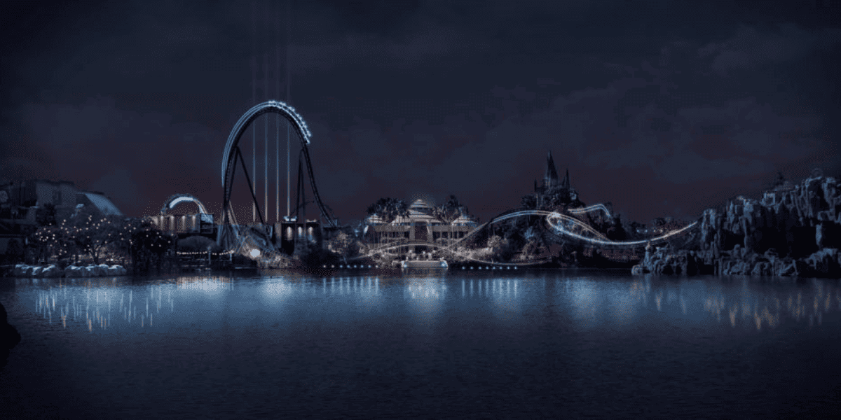 Velocicoaster at Universal's Islands of Adventure in Universal Orlando Resort at night
