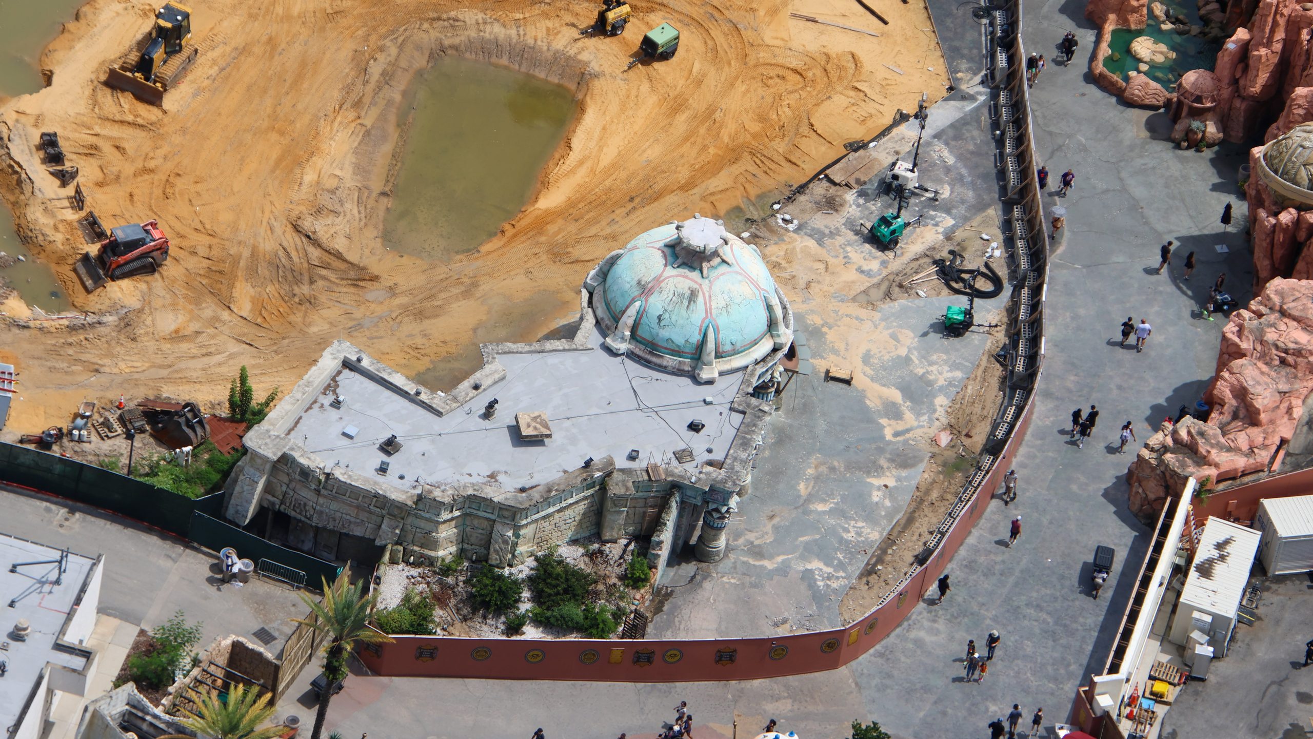 Service Road Construction, Retaining Wall Extended in Lost Continent at Universal Islands of Adventure