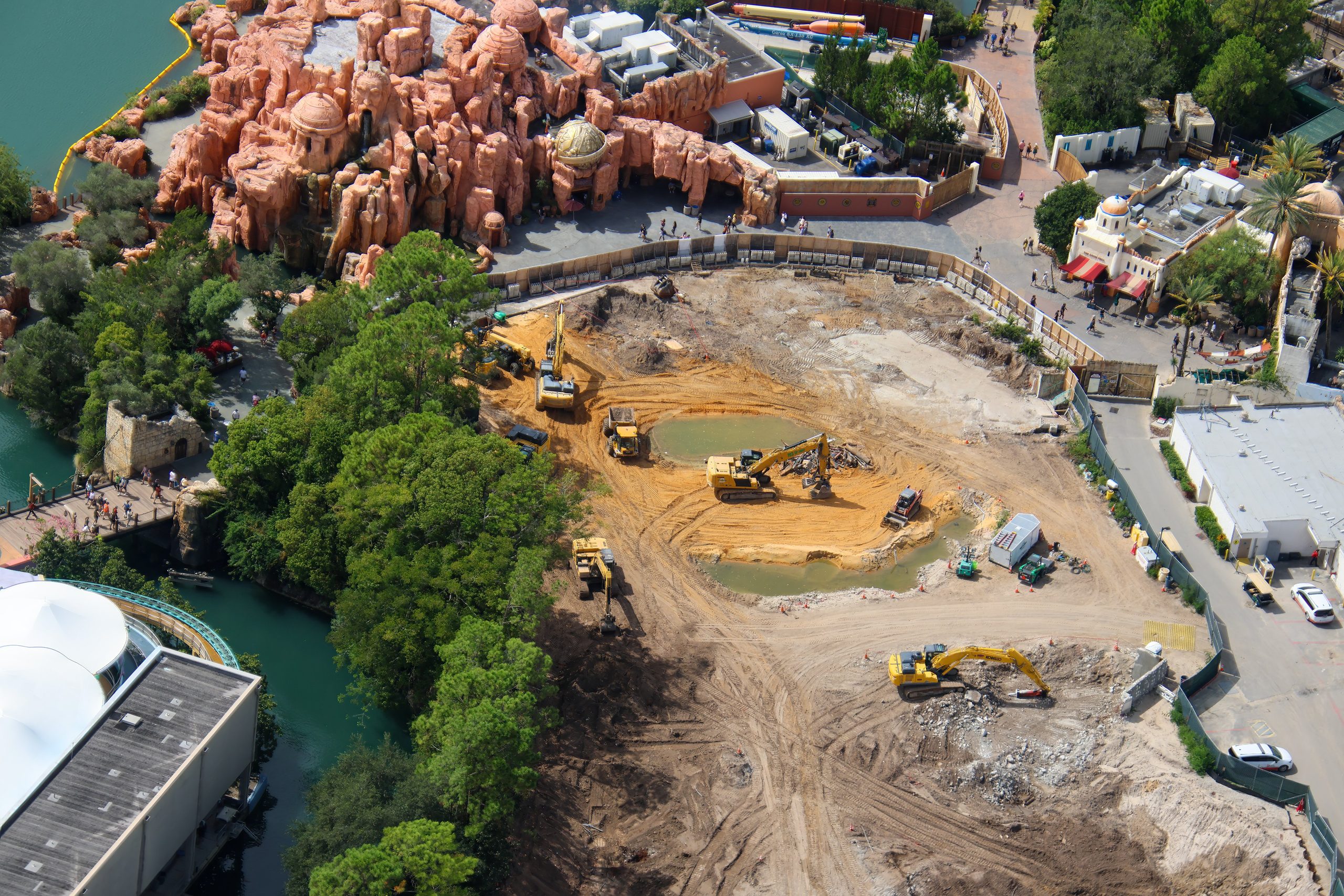 Service Road Construction, Retaining Wall Extended in Lost Continent at Universal Islands of Adventure