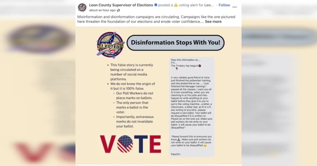 Leon Co. Elections Office warns voters of disinformation ahead of early voting