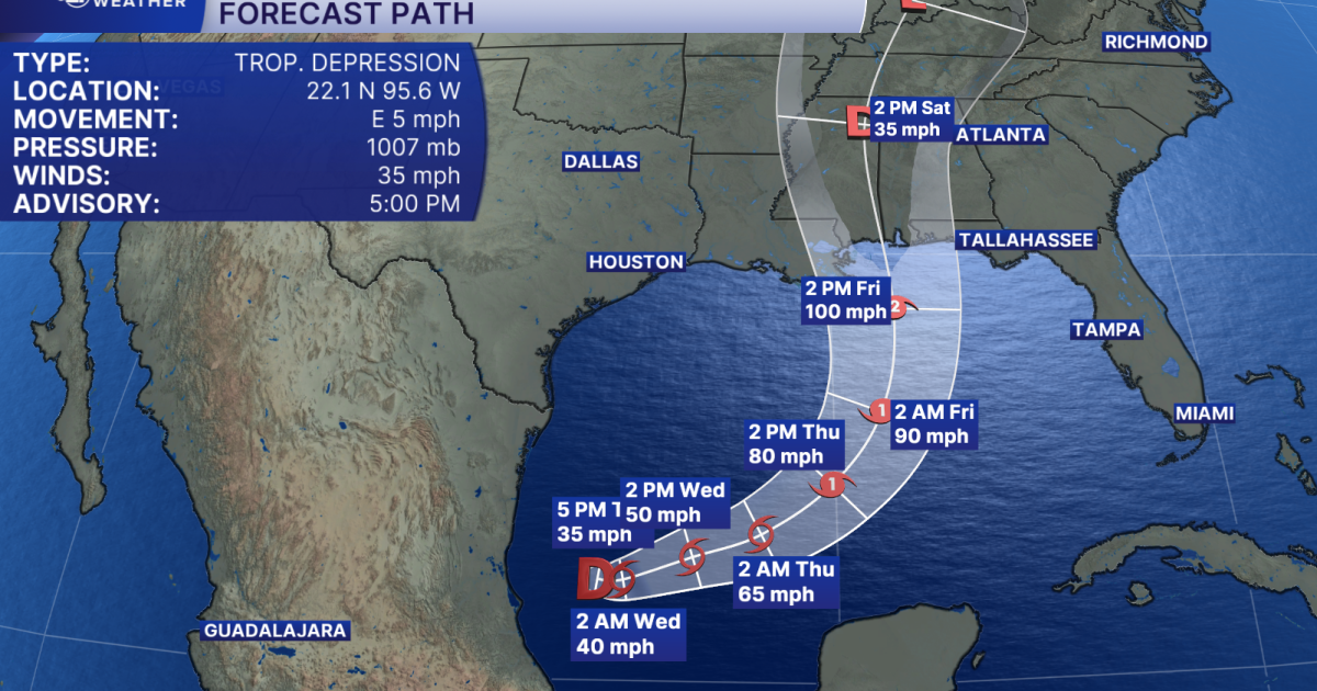 Tropical depression in SW Gulf; forecast track released