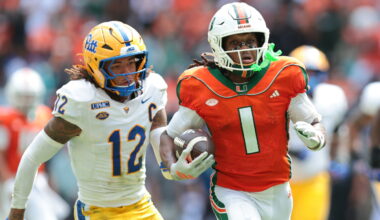 No. 1 Miami rolls past Pitt 52-23 behind Toney's historic performance