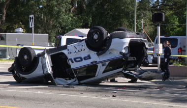 Tampa police crash: Cruiser overturns after colliding with a HART bus