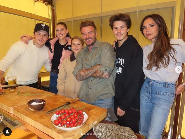 The Beckham clan are pictured in 2023 in happier times, alongside Nicola
