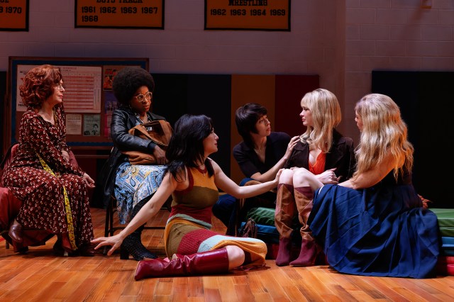 1766 Betsy Aidem, Kristolyn Lloyd, Irene Sofia Lucio, Adina Verson, Audrey Corsa and Susannah Flood in the Broadway production of Liberation by Bess Wohl, directed by Whitney White ©Little Fang