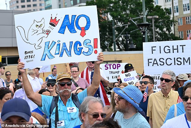 Demonstrators turned out to protest against Trump in Charlotte, North Carolina on June 14