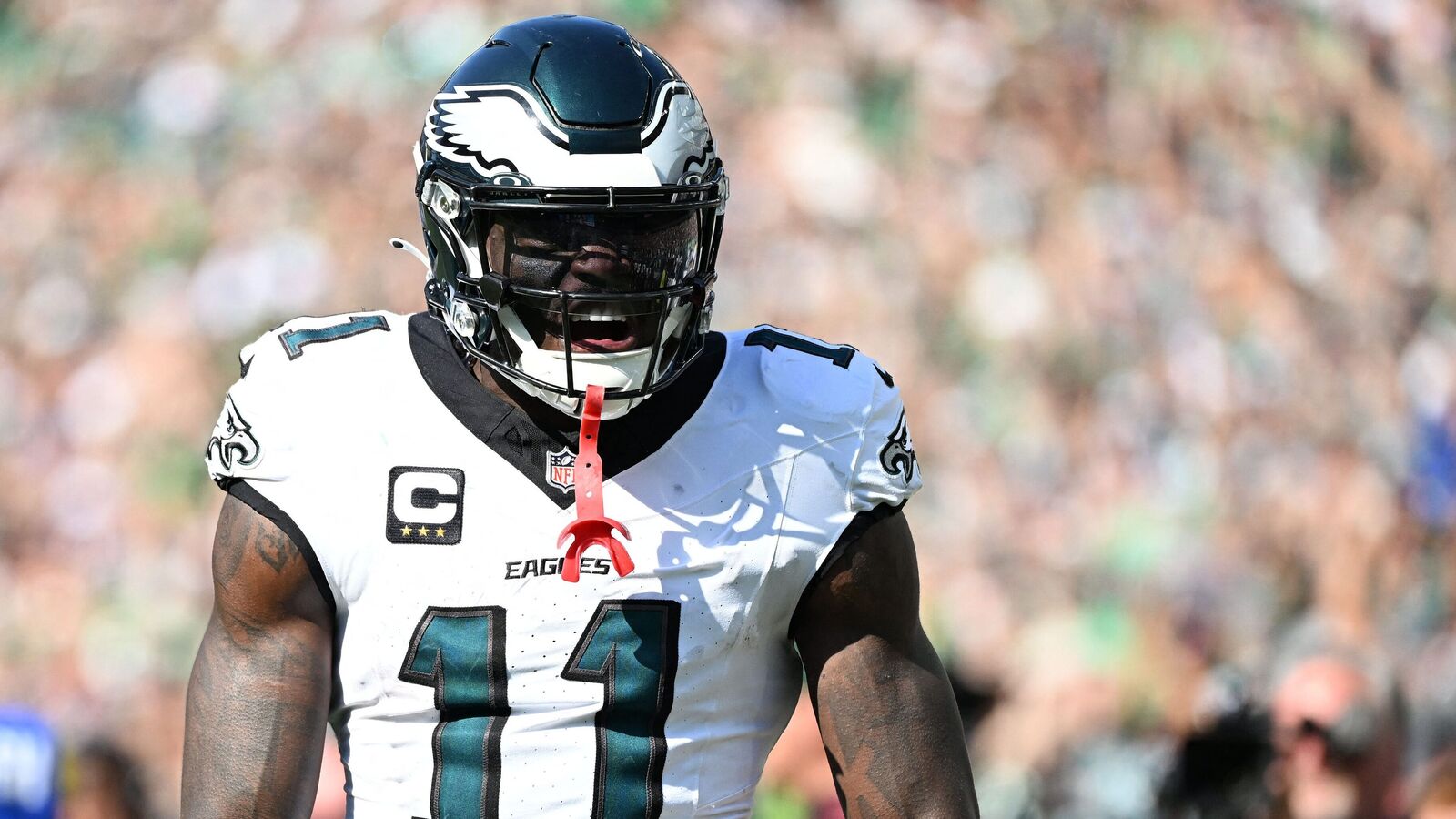 Philadelphia Eagles wide receiver AJ Brown reacts (file photo)