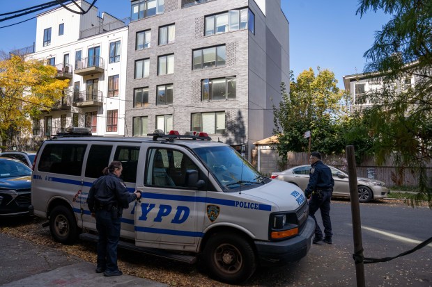 Police are on the hunt for a suspected serial slasher after a 56yr old man was slashed on the left side of his face in front of 3311 Newkirk Avenue in Brooklyn on Sunday Oct. 26, 2025. 1249. The victim was taken to Kings County Hospital. Police believe the same suspect slashed a man at the Church Avenue train station on Saturday morning and another male victim later on Saturday. (Theodore Parisienne / New York Daily News)