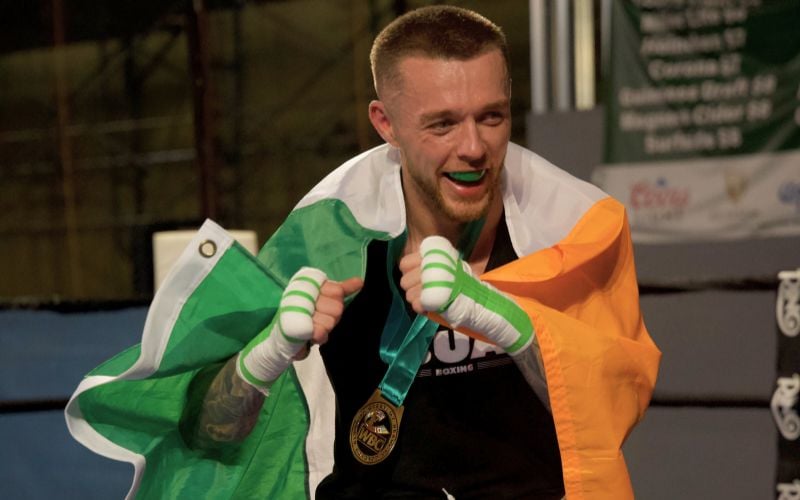 Timmy Egan of Bua Boxing after his victory over Gaetano Di Chiara in the Welterweight division.