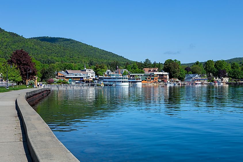 Downtown area of Lake George, New York.