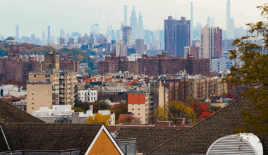 New and older Bronx buildings dotted skyline leading toward Manhattan, Nov. 3, 2025.