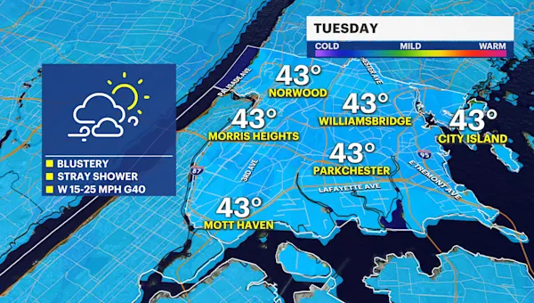 Frigid air moves in overnight and Tuesday as temperatures plunge in The Bronx